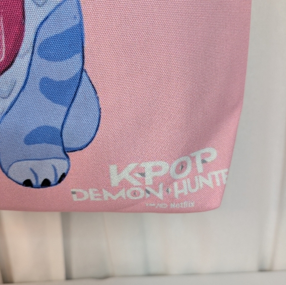 K-Pop Demon Hunter Derpy Tiger Cat Save The Date Canvas Tote Bag Pink - Picture 5 of 9